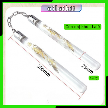 Côn Nhị Khúc Pha Lê Cao Cấp – Nhựa Cứng Trong Suốt, Hoa Văn Rồng Nổi Bật, Cầm Chắc Tay Ailaikit